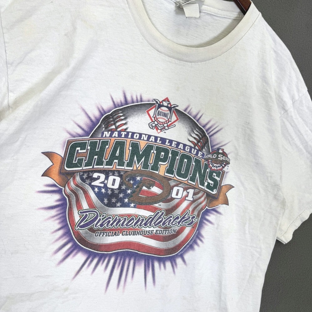 Vintage Arizona Diamondbacks Shirt Men XL White 2001 NL Champions Lee Sport